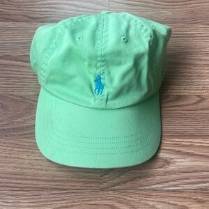 Polo Ralph Lauren Lime Green Baseball Hat Cap Blue Pony Womens one size